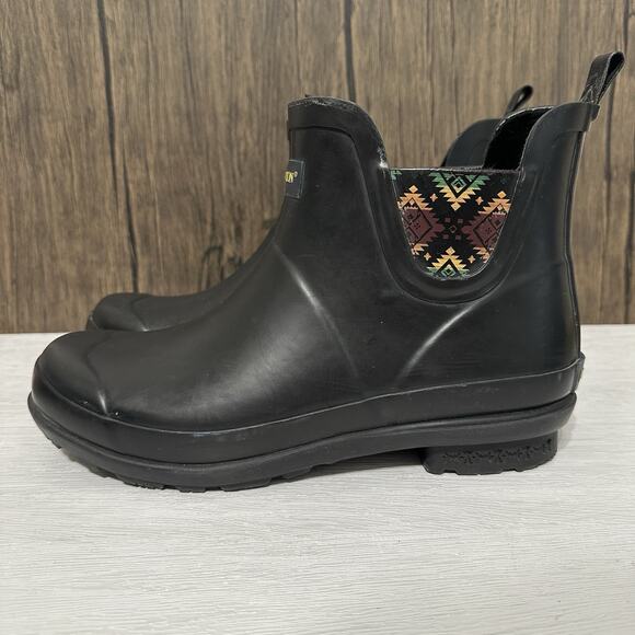 Pendleton Chelsea Sherpa Lined Ankle Rain Boot Black Women Size 9 Tribal Boho - Picture 12 of 12